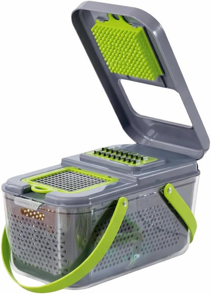22-in-1 Vegetable Chopper with Container, Food Dicer Cutter, Mandoline Slicer & Cheese Grater, BPA-Free Kitchen Gadget for Onion, Potato, Cucumber & Veggies