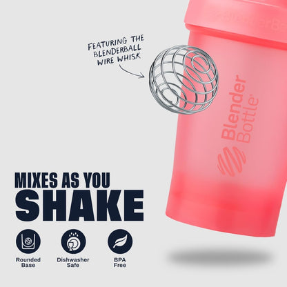 BlenderBottle Classic V2 Shaker Bottle Perfect for Protein Shakes and Pre Workout, 28-Ounce, Clear/Black