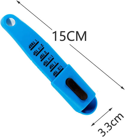 2 PCS Adjustable Measuring Spoon Set,Adjustable from 1/2 Teaspoon to 1， Measuring Dry/Liquid Ingredients,Metering Spoon for Baking,Cooking,Powder (blue)