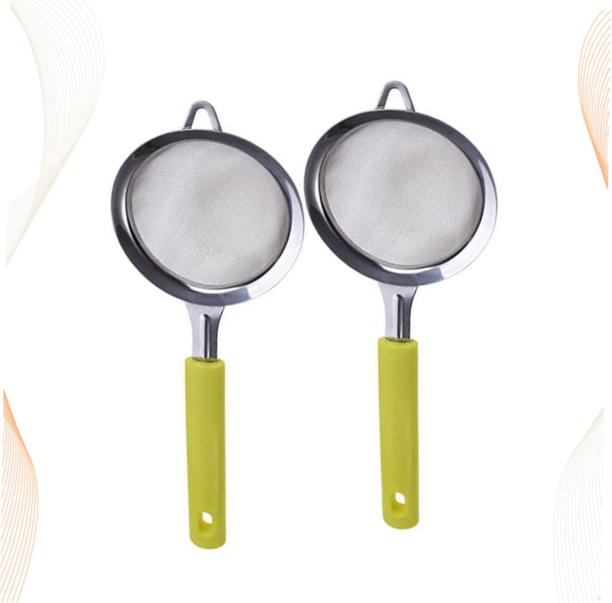 MAGICLULU 2pcs Handheld Flour Sifter Set, Stainless Steel Fine Mesh Powder Strainer, Manual Kitchen Food Colander for Baking, Ergonomic Grip Sieve for Cake Pastry Sifting and Soybean Milk Filtering
