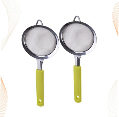 MAGICLULU 2pcs Handheld Flour Sifter Set, Stainless Steel Fine Mesh Powder Strainer, Manual Kitchen Food Colander for Baking, Ergonomic Grip Sieve for Cake Pastry Sifting and Soybean Milk Filtering