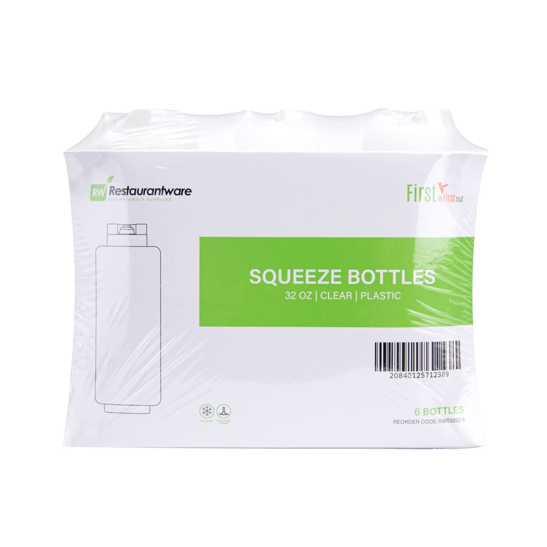 Restaurantware 32oz. FIFO Inverted Plastic Squeeze Bottle with Refill and Dispensing Lids - First In First Out - Perfect for Restaurants Catering and Food Trucks - 1ct box
