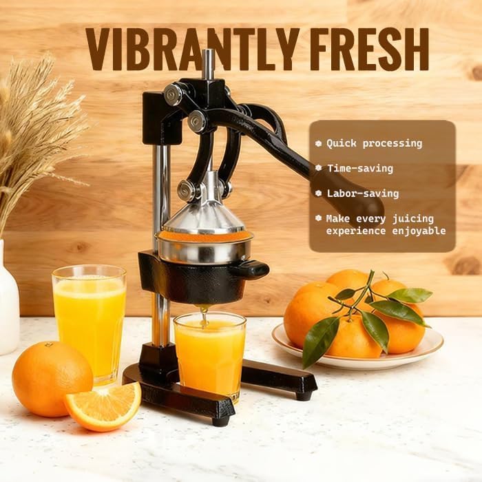 Cast Iron Juicer, Cast Iron Juicer Hand Press Heavy Duty for Squeeze Fresher Juice from Oranges, Lemons, Pomegranates, Effortless, Stable, Easy Clean for Home, Bar, Commercial Use