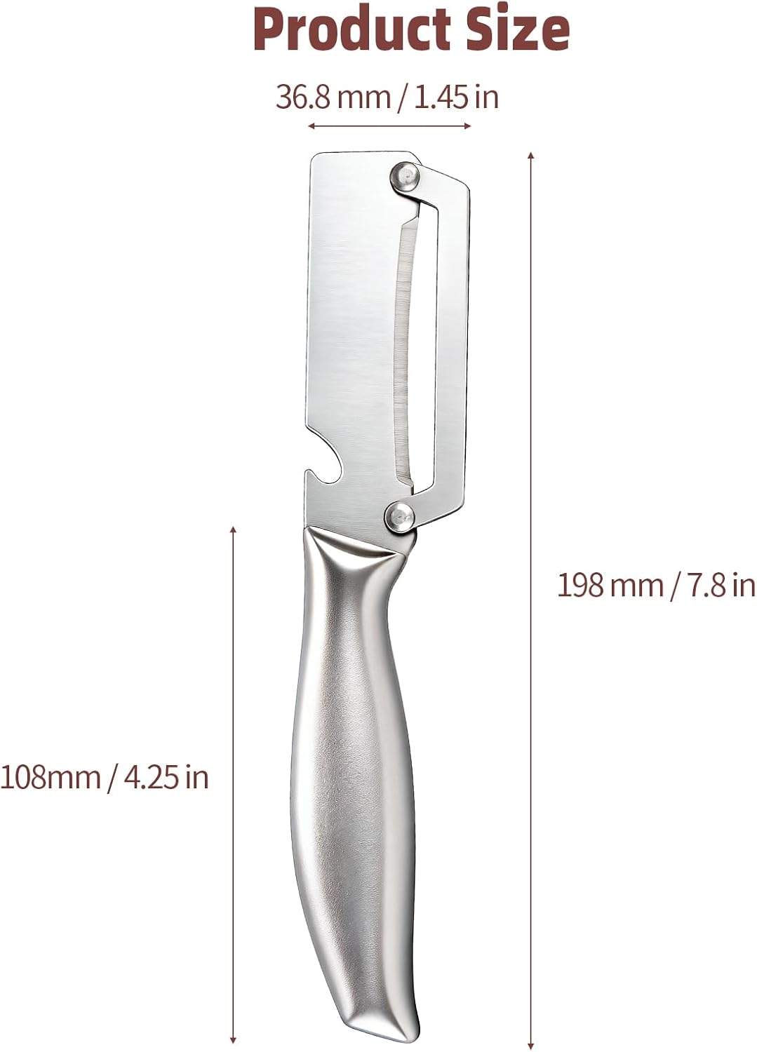 Multifunctional Vegetable Peeler, 3 in 1 Julienne Peeler with Wooden Handle, Vegetable Shredder with Bottle Opener Kitchen Tool for Peeling Veggie Fruit Pineapple Pumpkin Papaya Carrrot(2 Pack)