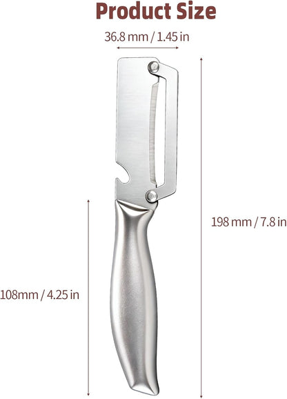 Multifunctional Vegetable Peeler, 3 in 1 Julienne Peeler with Wooden Handle, Vegetable Shredder with Bottle Opener Kitchen Tool for Peeling Veggie Fruit Pineapple Pumpkin Papaya Carrrot(2 Pack)