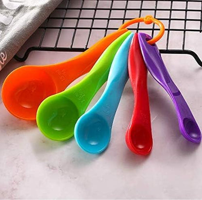 5 Pcs Colorful Plastic Measuring Spoons Plastic Teaspoon 1/2.5/5/7.5/15ml Measuring Spoon for Baking Coffee Tea, Measure Tool, Kitchen Accessories