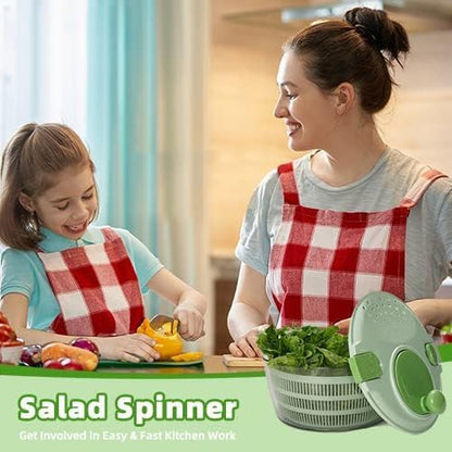 Salad & Lettuce Spinner,Large 4.2L - Quick Dry Fruit & Vegetable Washer with Locking Lid,Ergonomic Handle,BPA-Free (Green),Easy for Salads and Faster Food Prep