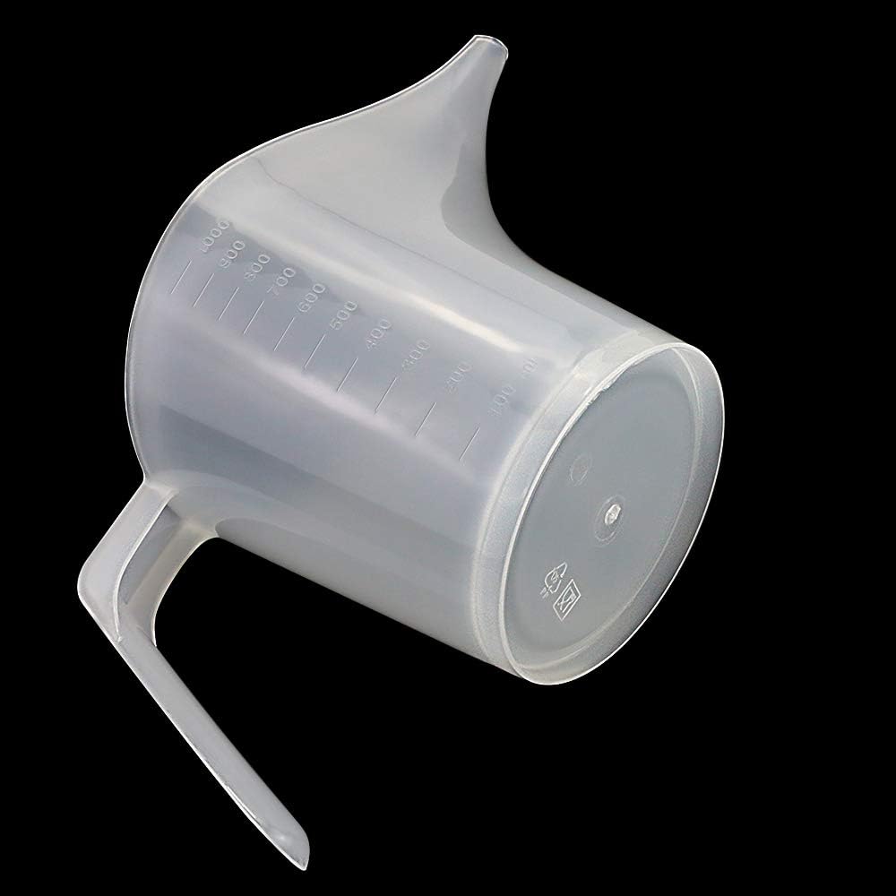 Fireboomoon 4 Pack Plastic Funnel Pitcher,Large Capacity Long Spout Measuring Cup for Bakeware Molds,Pancake,Batter,Muffin,Cakes,Soap Making(4 Cups/32 Ounces/1000 ml)