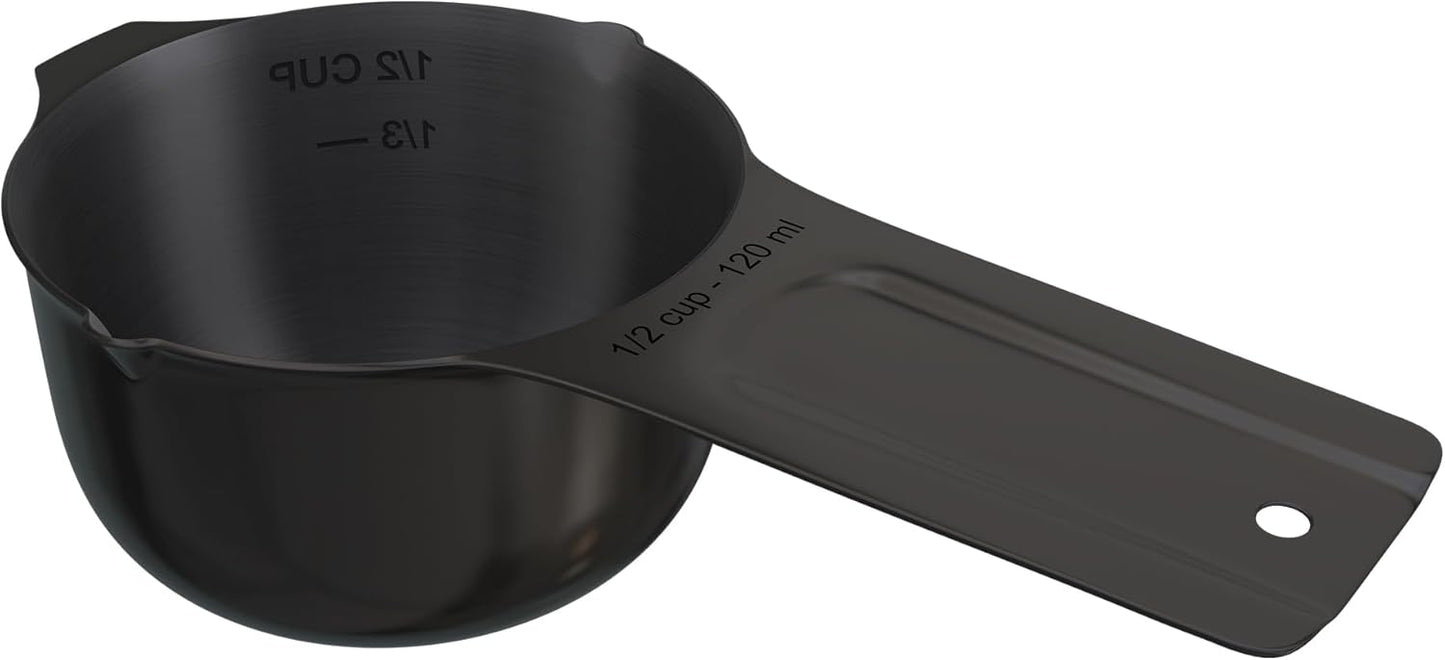 Color Up 2 Cup Measuring Cup, 480ml Stainless Steel Metal, Easy-Pour Spouts, Engraved Markings, Flat Base, Dishwasher Safe, for Dry and Liquid Ingredients