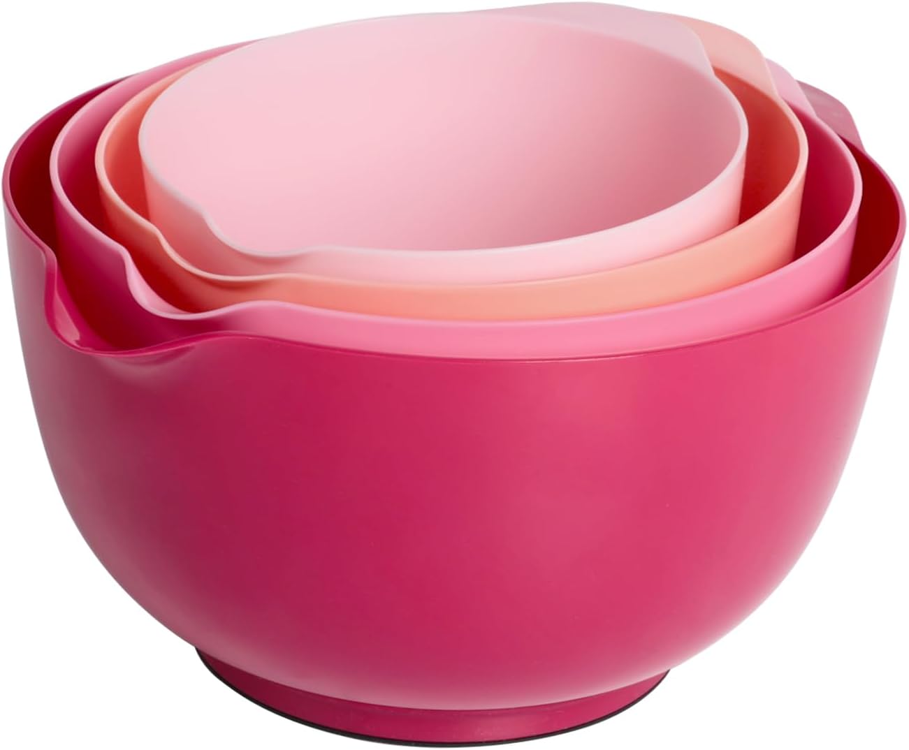 BoxedHome Green Ombre Nesting Plastic Mixing Bowl Set With Pour Spout, Microwave and Dishwasher Safe, BPA free Non-Slip Base, Set of 4 Size 1.7, 2.5, 3.5 and 4.5qt, Great for Prepping, Baking, Cooking