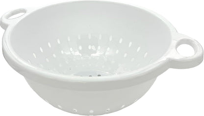 Rocky Mountain Goods White Plastic Colander Bowl with Handle - Deep 5 QT Strainer for Kitchen Vegetables, Pastas, Fruit - BPA Free - Dishwasher Safe