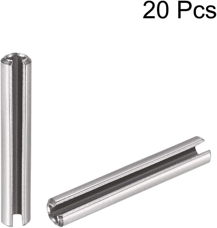 uxcell Slotted Spring Pin - M4 x 30mm 304 Stainless Steel Split Spring Roll Dowel Pins Plain Finish 20Pcs