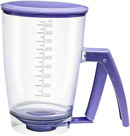 Pancake Batter Dispenser, No-Drip Squeeze Handle for Precision Portion Control, 900ML Capacity with Measurement Markings for Cupcakes, Waffles & Crepes, Dishwasher Safe Baking Tool (2pcs) (Purple1pcs)