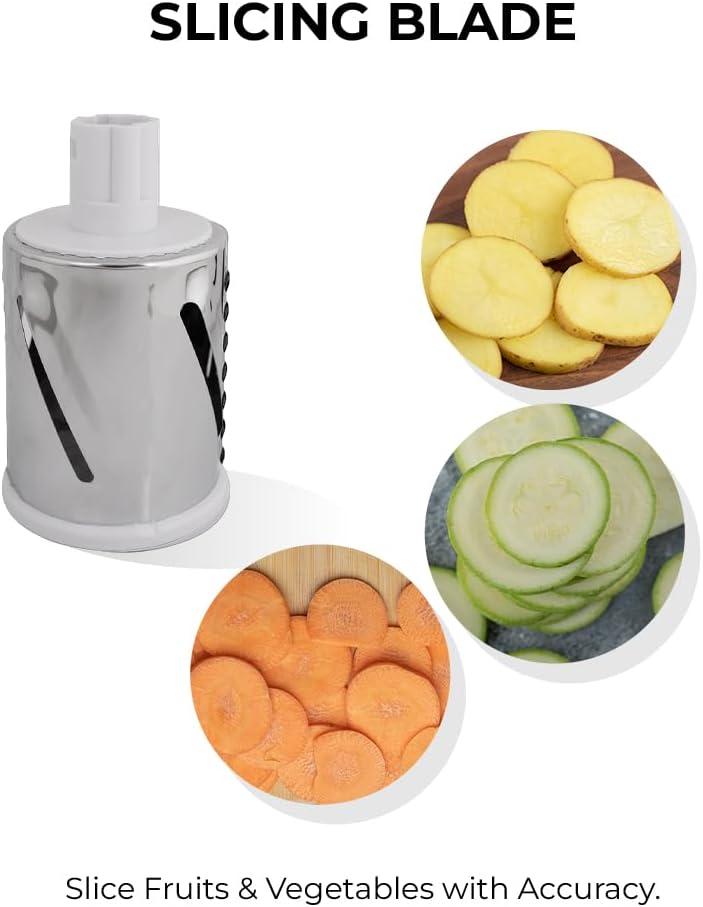 Rotary Cheese Grater, Manual Hand Crank Cheese Shredder with 3 Stainless Steel Drum Blades, Vegetable Slicer for Potato Nuts Chocolate, Easy Clean Kitchen Grater, Compact Black Design