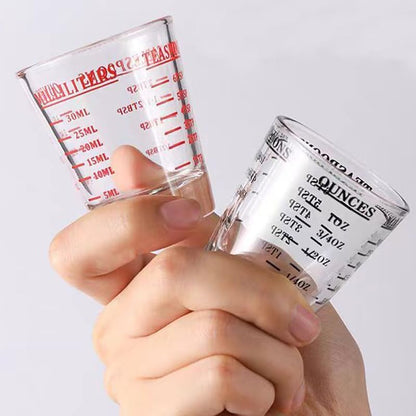 Shot Glass Measuring Cup | Non Fading | Bar Bartender Accessories, Jigger for Bartending | Tablespoon Measuring Spoon (2, White)