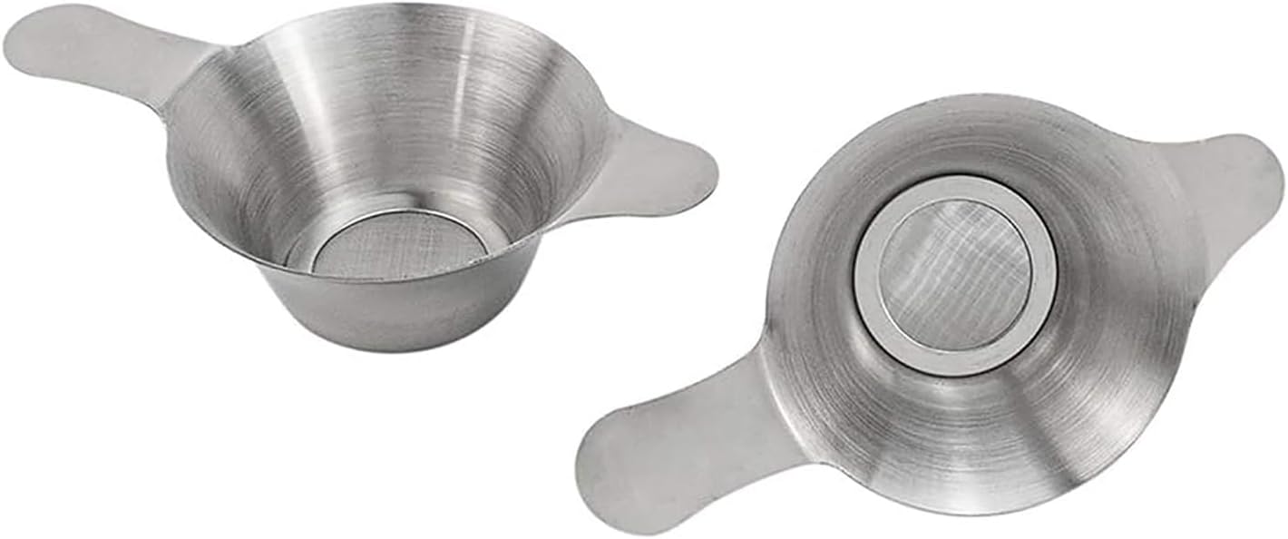 2PCS Stainless Steel Mini Strainer Set Fine Mesh Tea Strainer Coffee Dripper Dual-Layer Mesh with Double Handles For Home Restaurant Tea Brewing