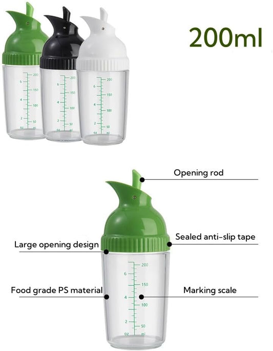 Wokyo Salad Dressing Shaker, Homemade Salad Dressing Bottle Mixer Measure Dripless Pour, Leak-free, Soft Grip, Dishwasher Safe BPA Free (Green)