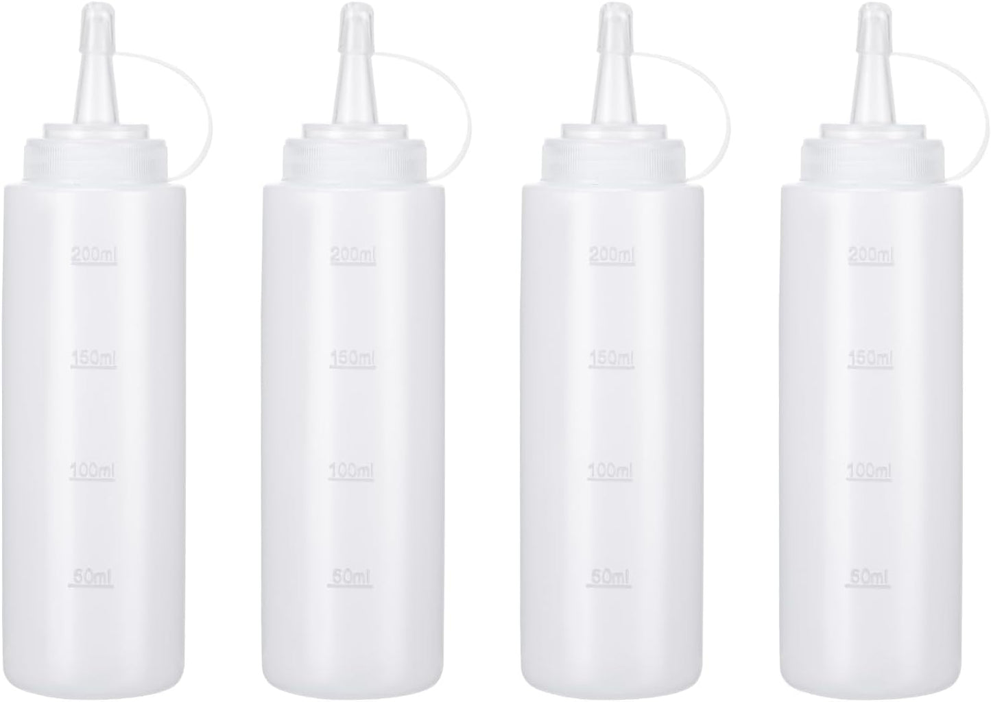 Premium Leak-Proof Squeeze Bottles Plastic Sauce, Ketchup, Condiment & Syrup Dispenser for Kitchen, Pancake Batter, Salad Dressing, Cooking Oil - BPA Free, Dishwasher Safe (4, 12oz)