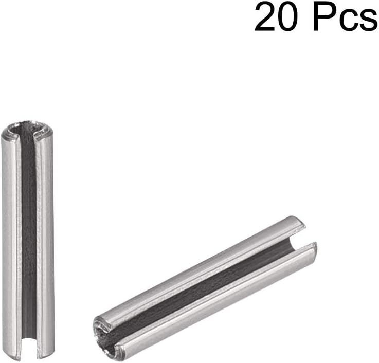 uxcell Slotted Spring Pin - M4 x 30mm 304 Stainless Steel Split Spring Roll Dowel Pins Plain Finish 20Pcs