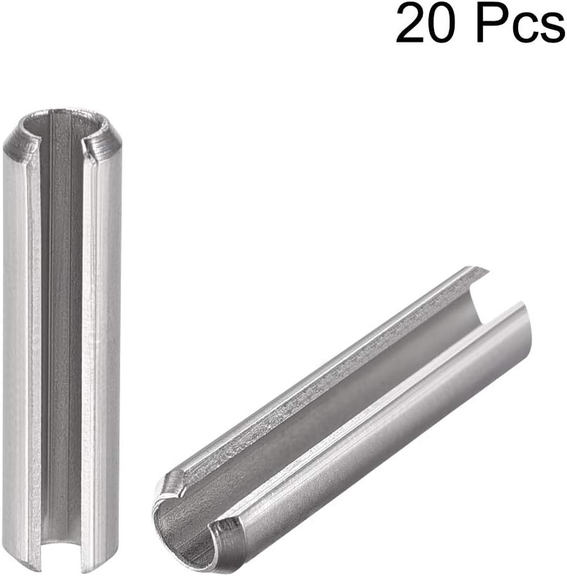 uxcell Slotted Spring Pin - M4 x 30mm 304 Stainless Steel Split Spring Roll Dowel Pins Plain Finish 20Pcs