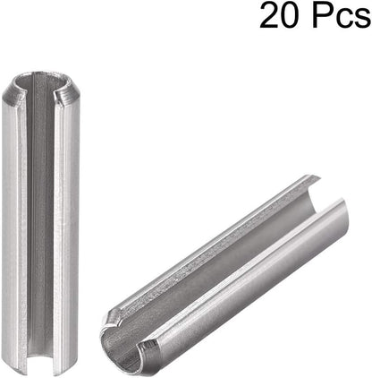 uxcell Slotted Spring Pin - M4 x 30mm 304 Stainless Steel Split Spring Roll Dowel Pins Plain Finish 20Pcs