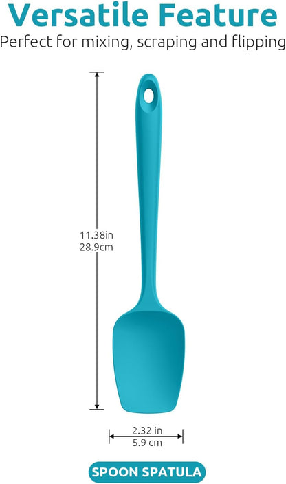 U-Taste Silicone Spoon Spatula Set, 600ºF High Heat Resistant Food Grade Flexible Rubber Scraper, Cooking Mixing Baking Kitchen Utensils Set of 3 (Multicolors)