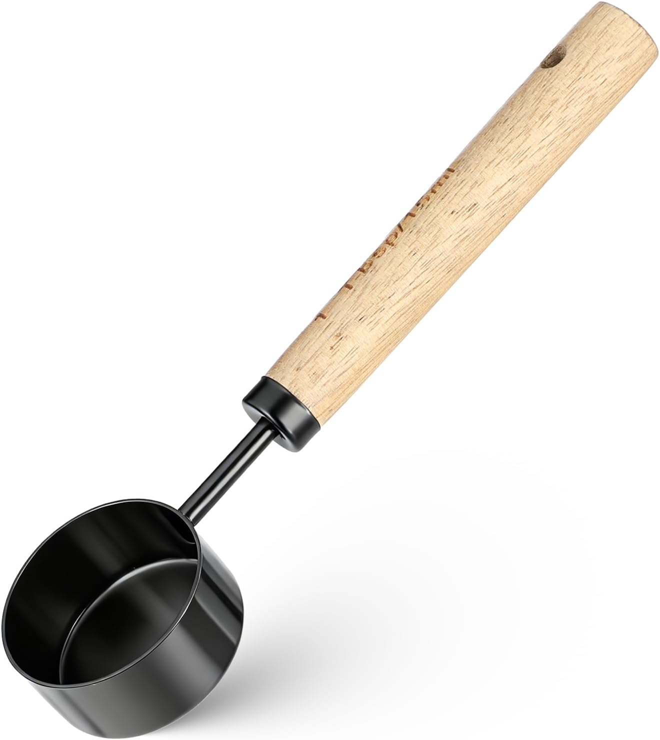Stainless Steel Wood 1 Teaspoon Scoop, Wood Long Handle Coffee-Bean Scoops, 1 Tablespoon Coffee Scoop, Measuring Scoops for Coffee, Tea, Spices (Black, 15ML, 6 Inch)