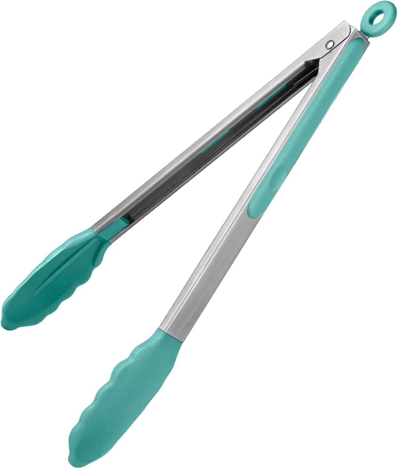 600ºF Heat Resistant Kitchen Tongs: U-Taste 9 inch Silicone Cooking Tong with Firm Sealed Non Stick Rubber Tips & Silicon Coated 18/8 Stainless Steel Handle & Smooth Locking for Serving Salad (Black)