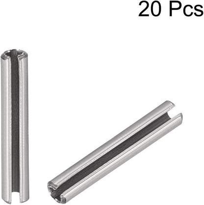 uxcell Slotted Spring Pin - M4 x 30mm 304 Stainless Steel Split Spring Roll Dowel Pins Plain Finish 20Pcs