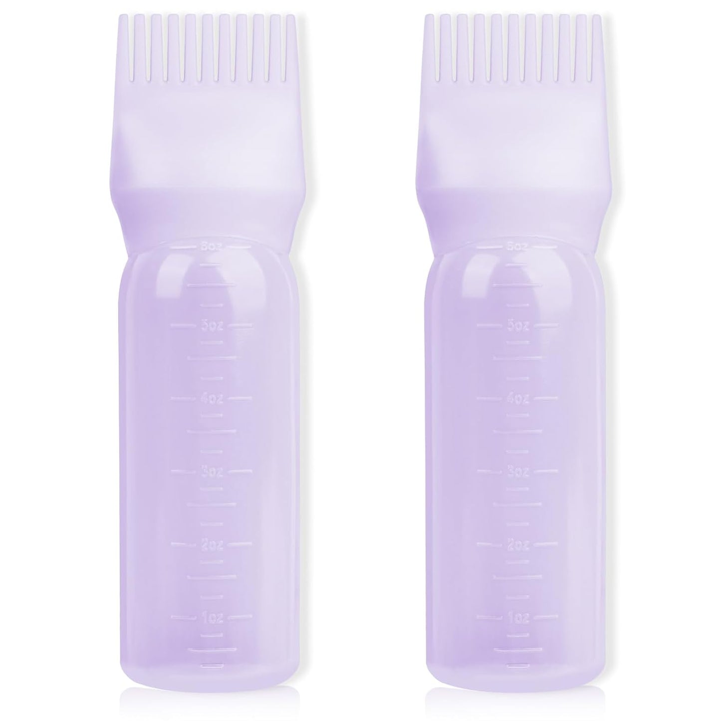 2Pack Root Comb Applicator Bottle - 6 Oz Hair Oil Applicator, Dye Bottle Tools with Oil Dispenser & Root Comb Brush - Pink