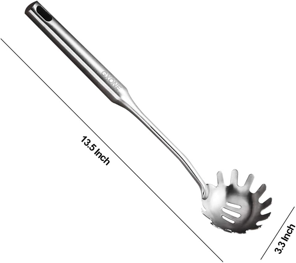 Slotted Spoon,304 Stainless Steel Skimmer Spoon with Heat Resistant Wooden Handle,Silver/15.8Inch