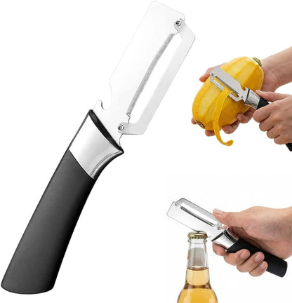 2026New Multi-functional Vegetable Peeler, Ktchen Multi-function Stainless Steel Thickened Fruit Peeler Knife with Wooden Handle, 3-1,Suitable for Peeling Fruits and Shredding Scallions (1PCS)