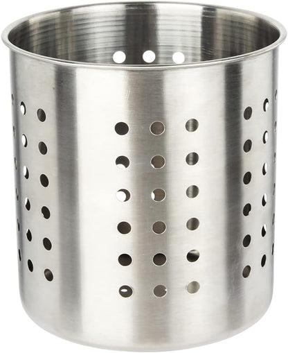 Saiveina Stainless Steel Utensil Holder Kitchen Holder Restaurant Cooking Utensil Holder for Forks Spatula, 5.3'' x 5.1" Round Utensil Organizer