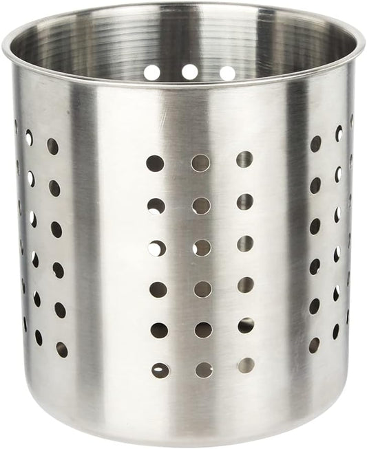 Saiveina Stainless Steel Utensil Holder Kitchen Holder Restaurant Cooking Utensil Holder for Forks Spatula, 5.3'' x 5.1" Round Utensil Organizer