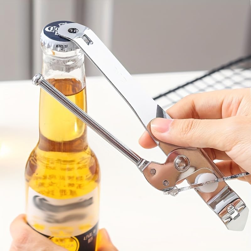 Can Opener Manual Safety Commercial Smooth Edge Can Opener, Heavy Duty Stainless Steel Hand Held Canned Open, Small Side Cut abrelatas, Multifunctional Bottle Open for Camping, Kitchen