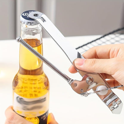Can Opener Manual Safety Commercial Smooth Edge Can Opener, Heavy Duty Stainless Steel Hand Held Canned Open, Small Side Cut abrelatas, Multifunctional Bottle Open for Camping, Kitchen