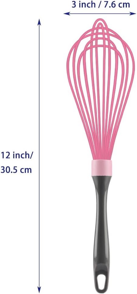 OYV Dishwasher Safe Whisk, Professional Whisks for Cooking Non-Scratch, Stainless Steel & Silicone Wisk, Plastic Rubber Whisk Tool for Nonstick Cookware Pans, Heat Resistant,12-Inch, Grey