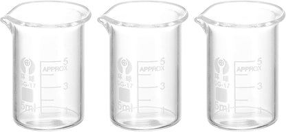 PATIKIL 3Pcs 10ml Low Form Glass Beaker, 3.3 Borosilicate Glass Graduated Printed Scale Measuring Cups with Spout for Kitchen Lab Liquids