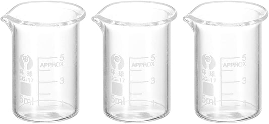 PATIKIL 3Pcs 10ml Low Form Glass Beaker, 3.3 Borosilicate Glass Graduated Printed Scale Measuring Cups with Spout for Kitchen Lab Liquids