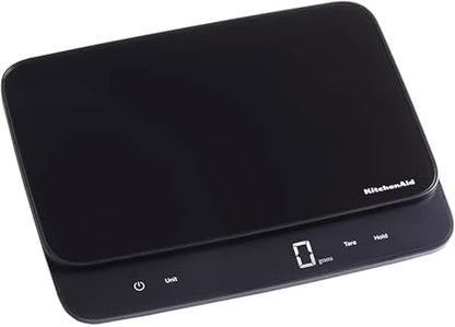 KitchenAid KQ917 High Capacity Glass Surface Digital Kitchen and Food Scale, 30 Pound Capacity and Precision, Grams, Ounces, Pounds, Fluid Ounces & Milliliters, LED, Tare Function, Black