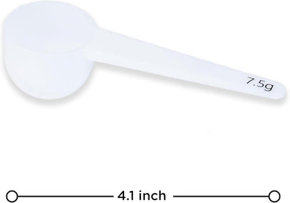 Measure spoons | measuring spoons set of 6 | exact dosing 3 gram scoop, 5 gram scoop, 7,5g, 10g, 15g, 30g | kitchen measuring set for powder and liquids | plastic medicine spoon and cups