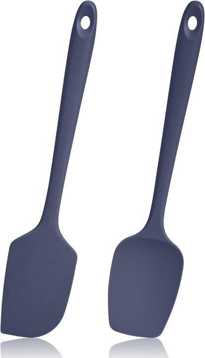 600ºF Heat Resistant Spatulas, High Heat Food Safe Semless Kitchen Silicone Scraper Set for Cooking Baking Mixing Scraping Stirring Nonstick Cookware Pan Bowl (2Pcs,Aqua Sky)