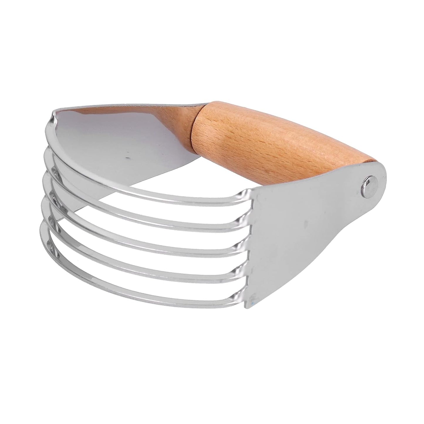 Stainless Steel Heavy Duty Dough Blender and Pastry Cutter Professional Kitchen Baking Tool for Flaky Pastries and Crispy Crusts (Wood Color)