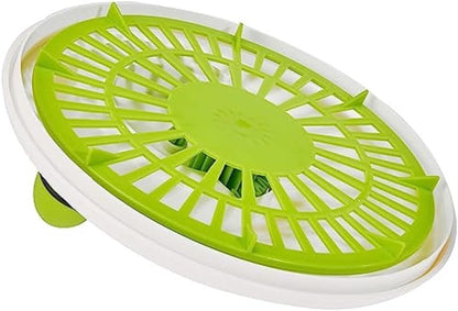 Leifheit Trend Green and White Salad Spinner, 4L Crank-Handle Salad Dryer with Non-Slip Base, Ergonomic Recessed Grip, Dual-Use Bowl for Serving or Draining, Dishwasher Safe Kitchen Tool