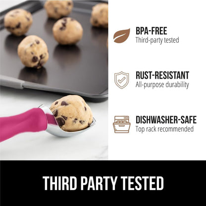 GORILLA GRIP® Heavy Duty Ice Cream Scoop, BPA-Free, Dishwasher Safe, Comfortable Zinc Alloy Handle, Professional Scooper for Hard Gelato, Sorbet, Cookie Dough, Melon, Round Cones, Kitchen Tool, Blue