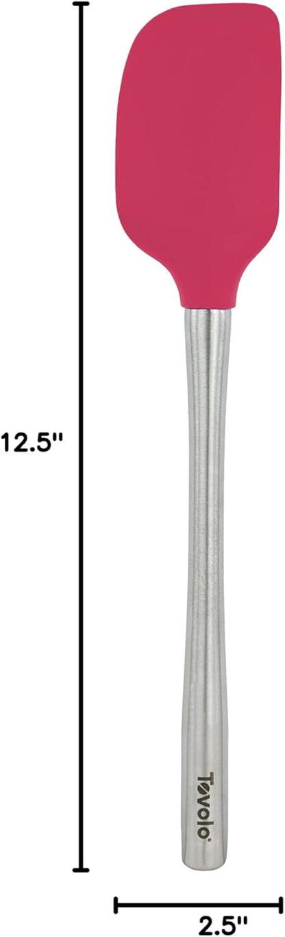 Tovolo Flex Core Silicone Spatula Spoonula Set of 2 for Non Stick Cast Iron Cooking & Baking, Dishwasher Safe Heat Resistant BPA Free Long Stainless Steel Handle Kitchen Utensil, Charcoal Gray