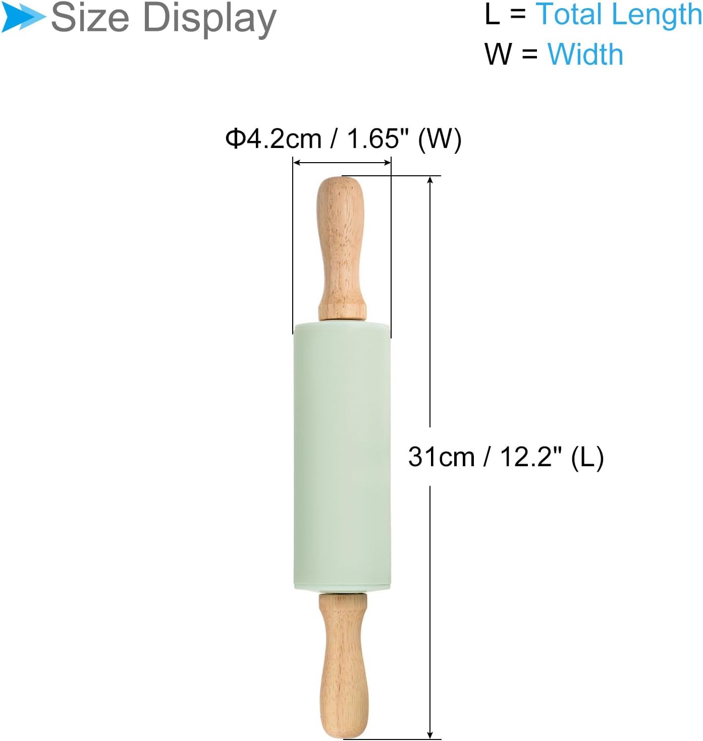 Silicone Rolling Pins, 17" Length, Silicone & Oak Non-Stick Ergonomic Wooden Handle Fondant Dough Roller Pink - (Applications: for Baking DIY Projects)