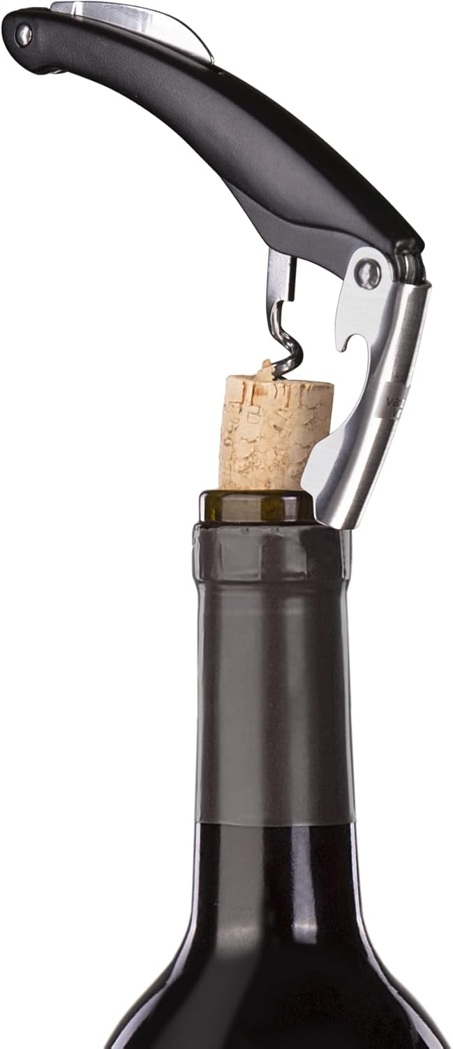 Vacu Vin Winged Corkscrew – Classic Two-Arm Wine Opener with Built-In Bottle Opener – Easy Cork Removal – Durable, Ergonomic Wine Bottle Opener – Ideal for Home, Kitchen & Bar Use