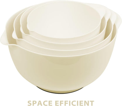 BoxedHome Nesting Plastic Mixing Bowl Set, 4 Piece Mixing Bowl Set with Pour Spouts, Size 1.7, 2.5, 3.5 and 4.5qt, for Prepping, Mixing, Baking, Cooking(2023 New Version, Pink)