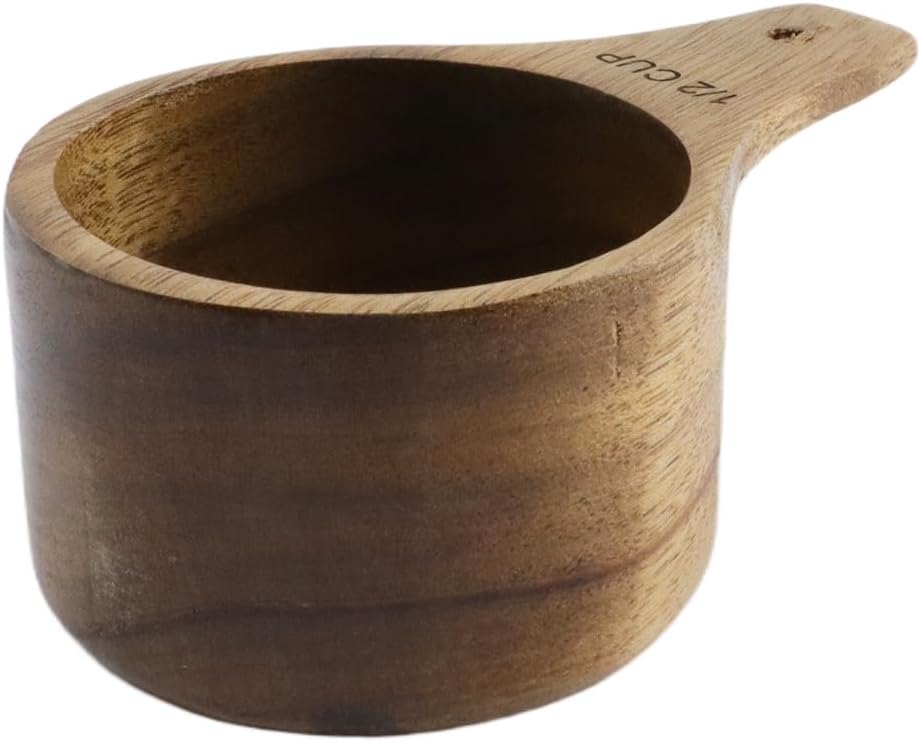 Oedema 2 Pcs Wooden Measuring Cup 1/4 Cup Mini Coffee Scoop Kitchen Measure Tool Measuring Spoon for Coffee Beans Tea